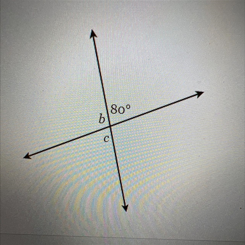 Find the measure of the missing angles. b 80°-example-1