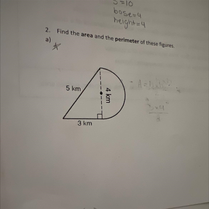 2. Find the area and the perimeter of these figures.-example-1