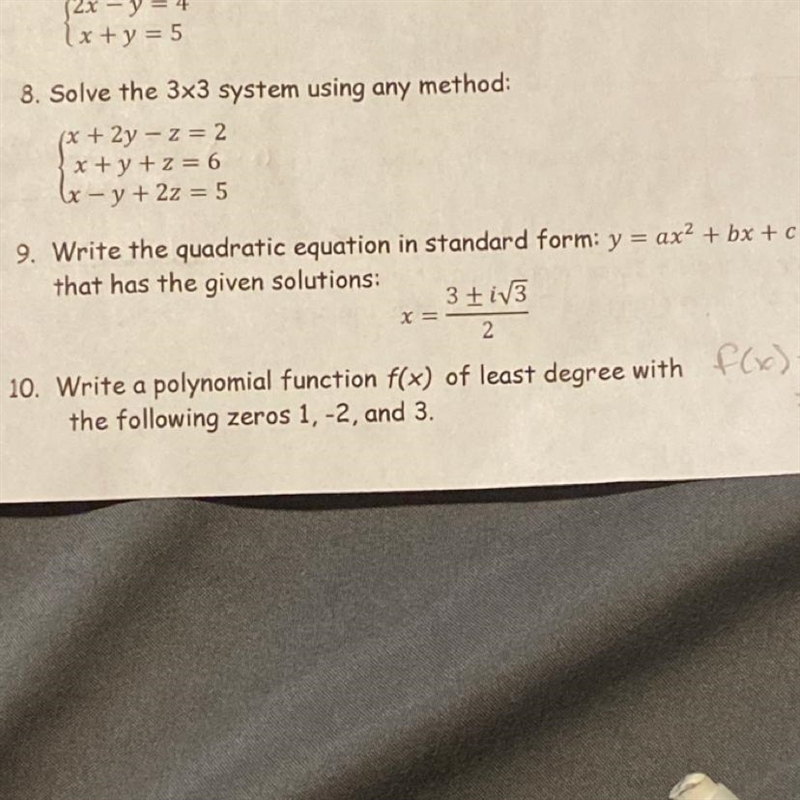 Write the quadratic equation in standard form: y=ax^2+bc+c that has the given solutions-example-1