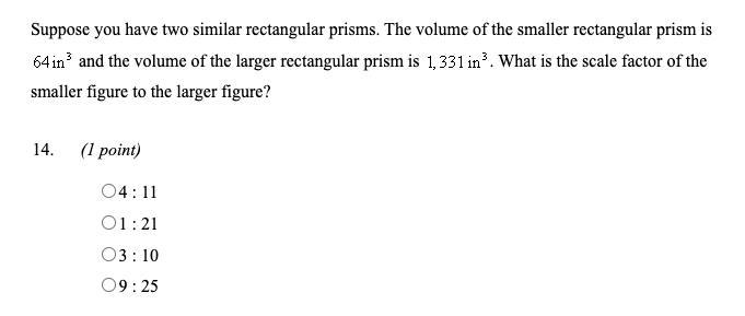 Suppose you have two similar rectangular prisms. The volume of the smaller rectangular-example-1