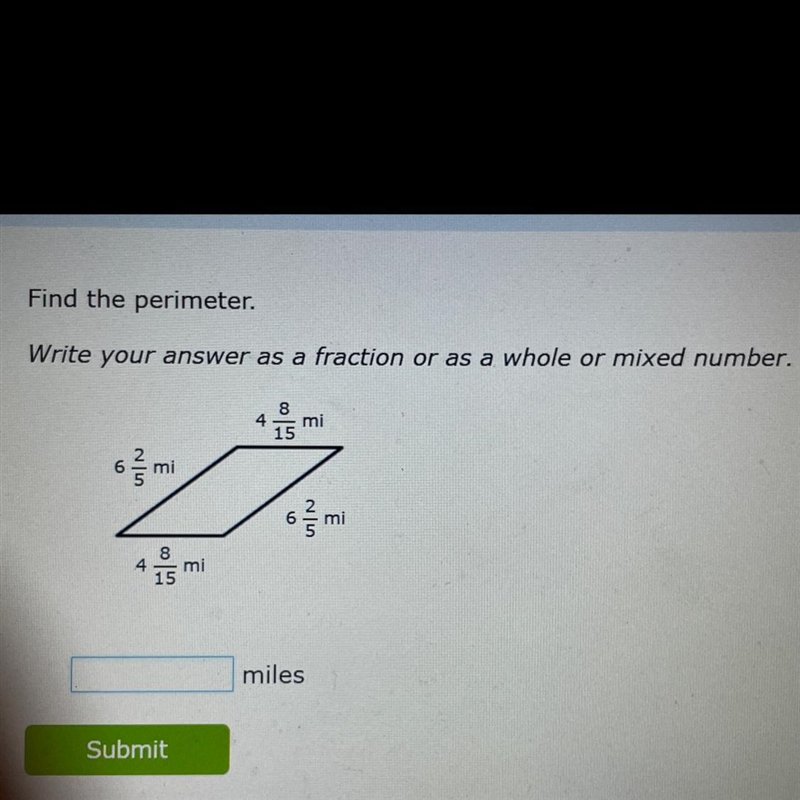 Find the perimeter. Write your answer as a fraction, whole number, or mixed number-example-1