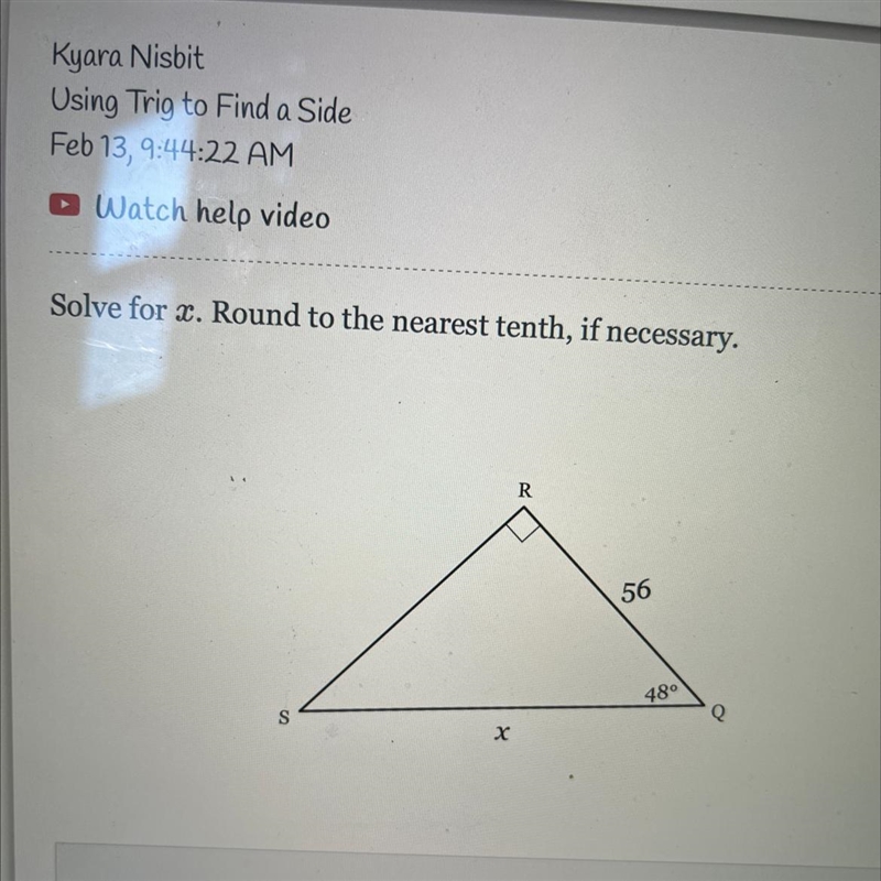 Solve for x. Round to the nearest tenth,if necessary-example-1