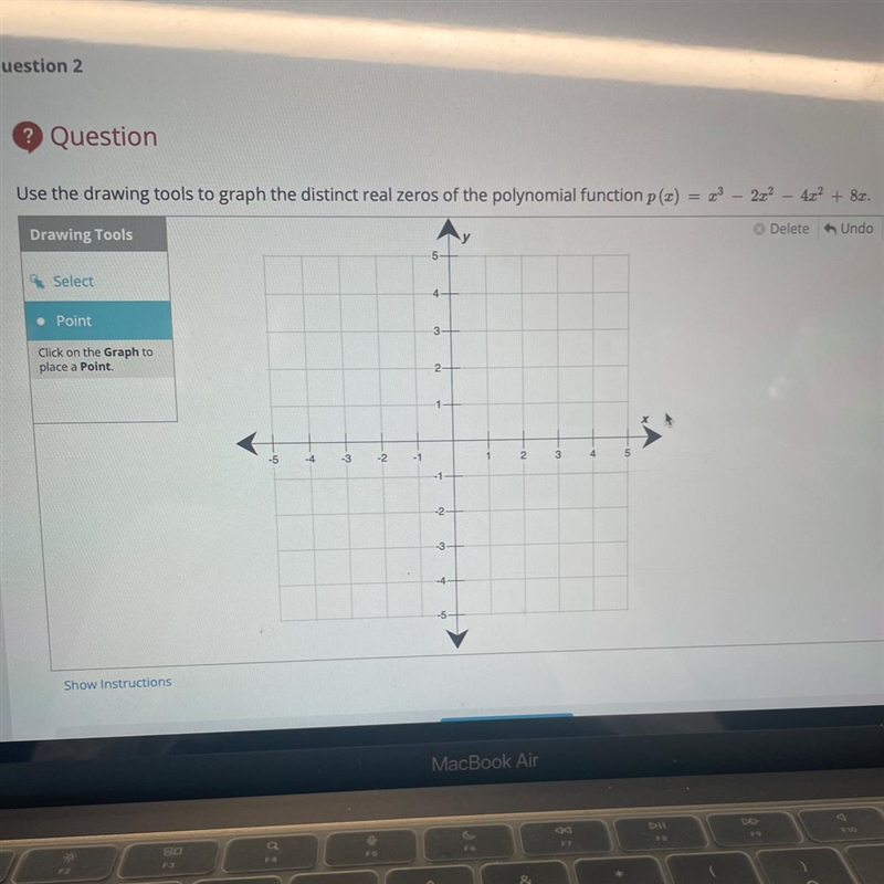 Use the drawing tools to graph the distinct real zeros of the polynomial function-example-1