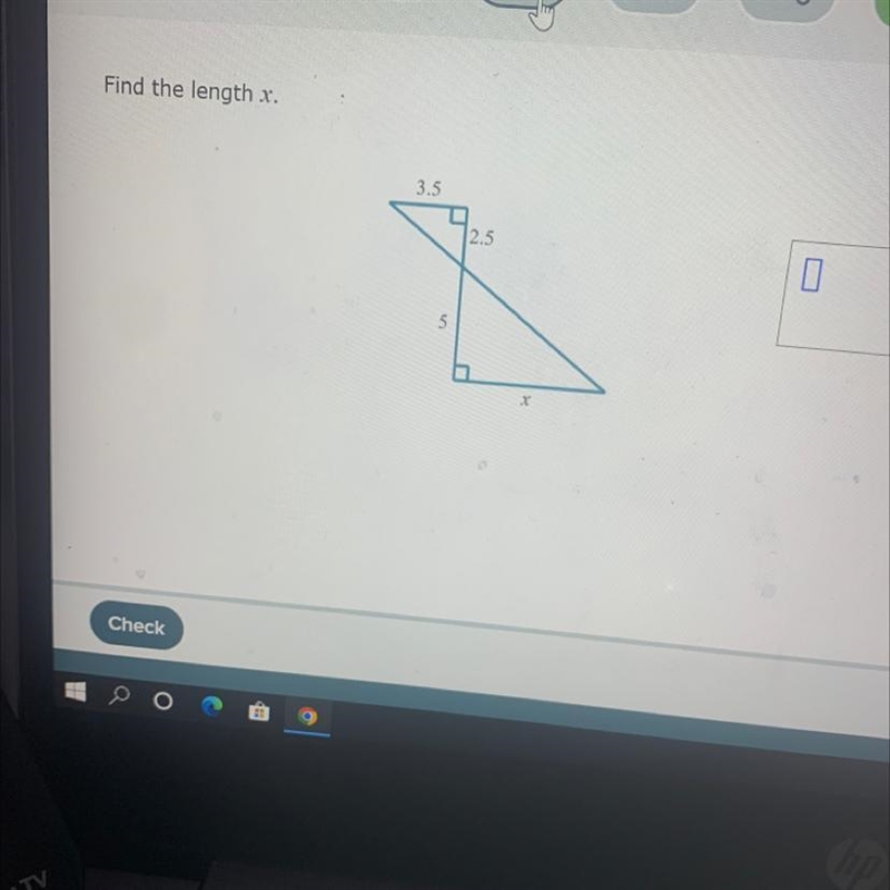 Find the length x. 3.5 2.5 0 5 X-example-1