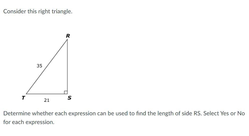 Choose all possible expressions that can be used to find the length of side RS A. 35 sin-example-1