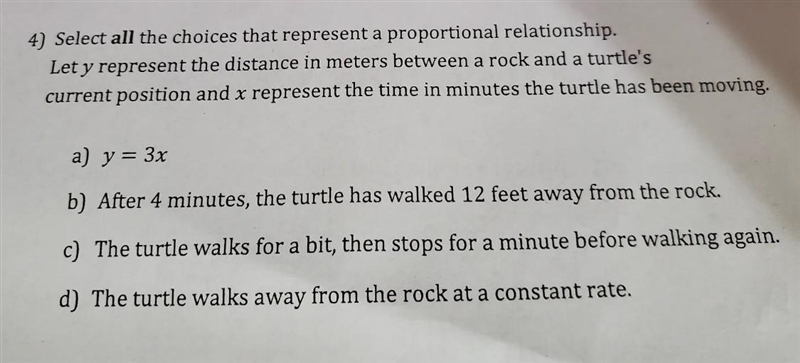 +) Select all the choices that represent a proportional relationship. Lety represent-example-1