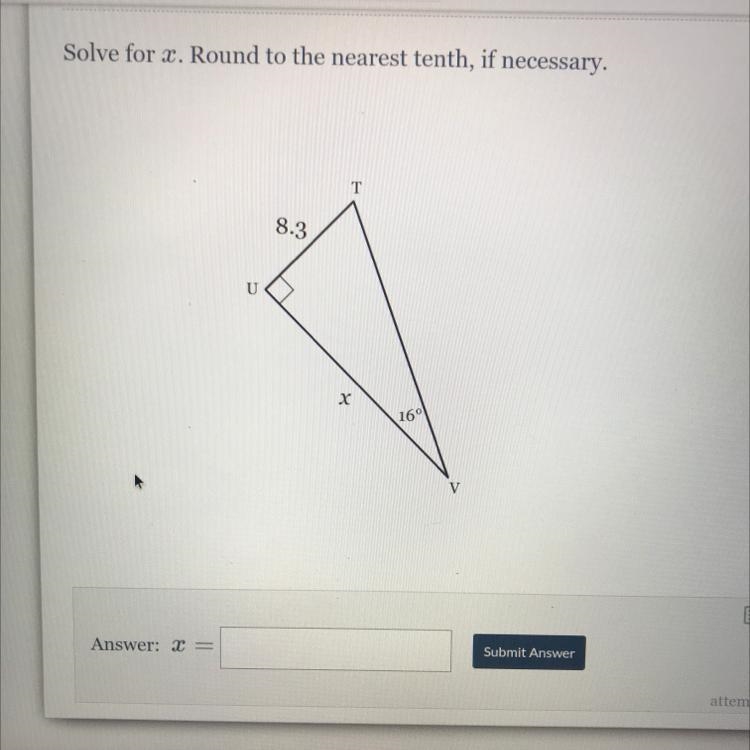 Solve for x round to the nearest tenth if necessary-example-1