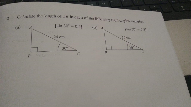 Calculate the length of AB in each of the following right-angled triangles:-example-1