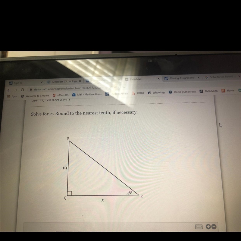 Solve for 2. Round to the nearest tenth, if necessary. 19 38 R X-example-1