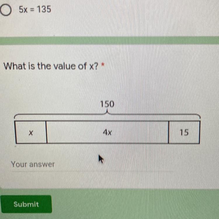 What is the value of x? * 150 Х 4x 15-example-1