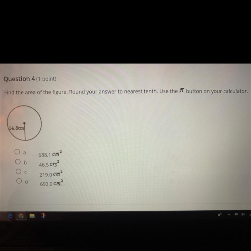 Find the area of the figure. Round your answer to nearest tenth. Use the 7t button-example-1