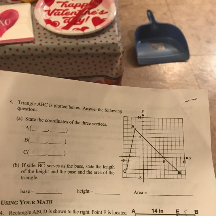 If side BC serves as the base, state the length of the height and the base and the-example-1