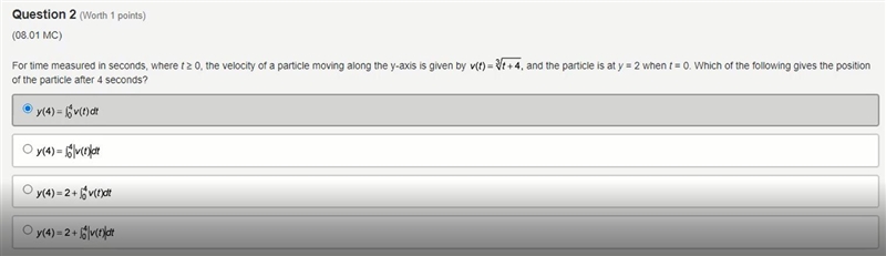 For time measured in seconds, where t is greater than or equal to zero, the velocity-example-1