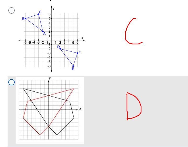 PLEASE HELP Which transformation represents a reflection over the x-axis?-example-2