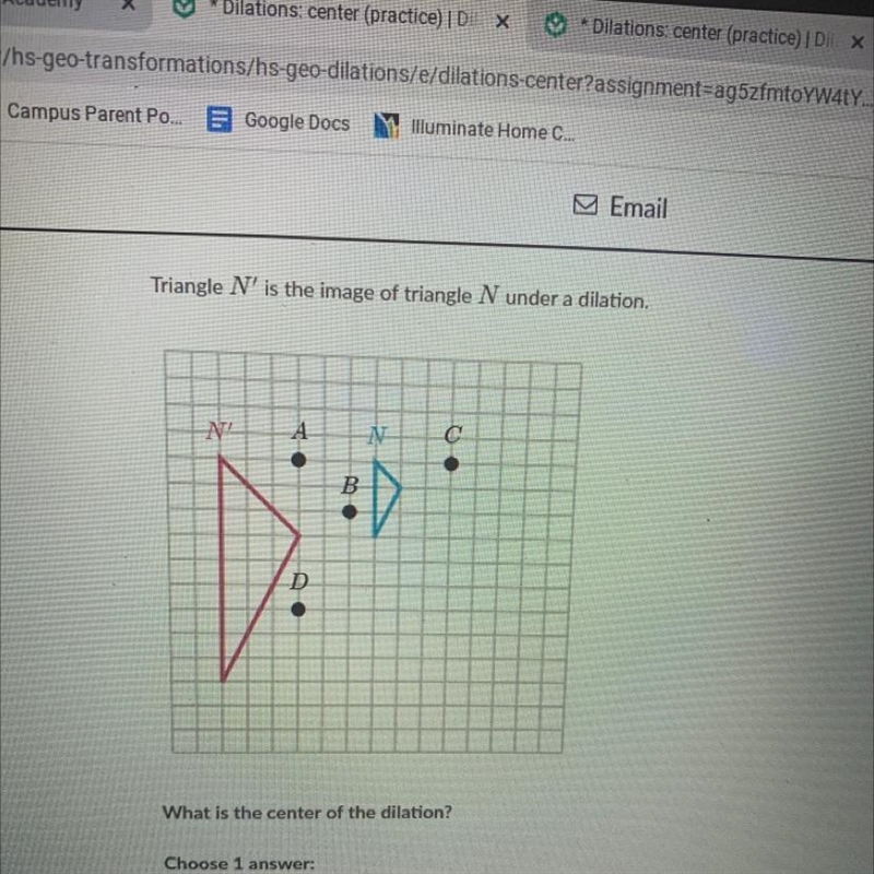 What is the center of the dilation-example-1