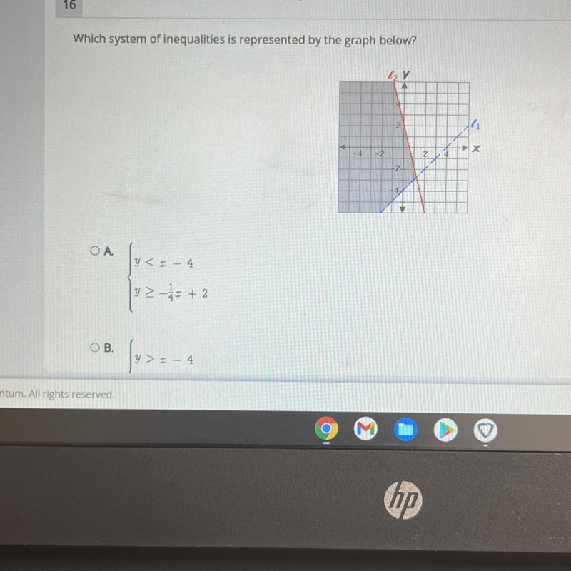 Which system of inequalities is represented by the graph below?-example-1