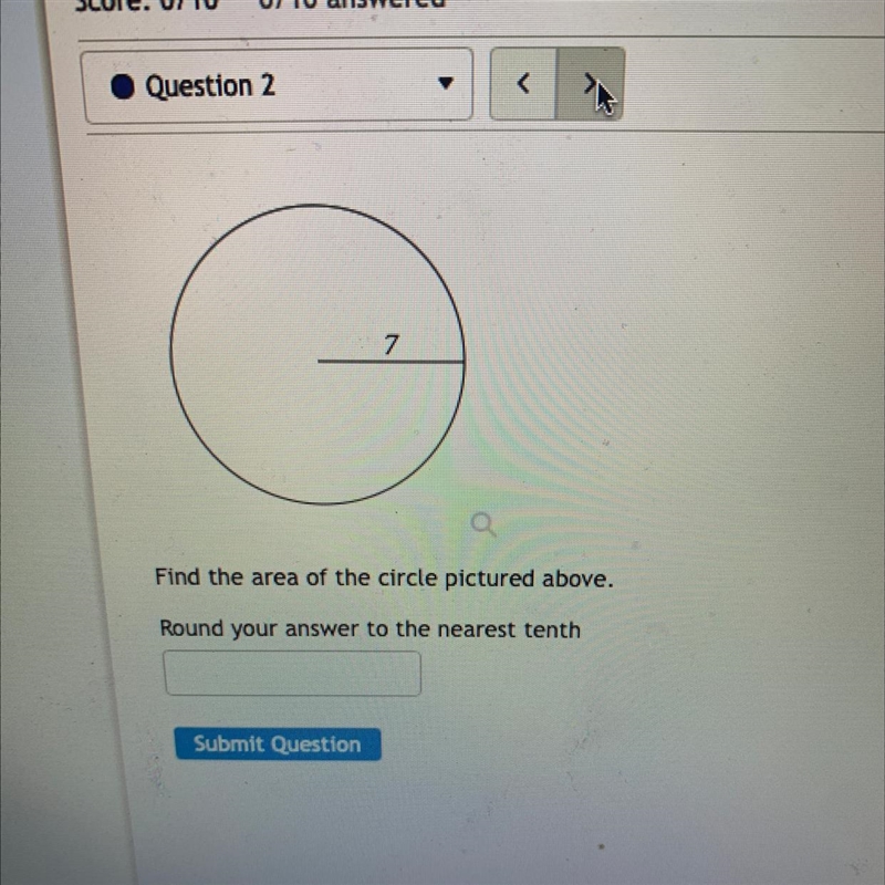 Find the area of the circle pictured above. Round your answer to the nearest tenth-example-1