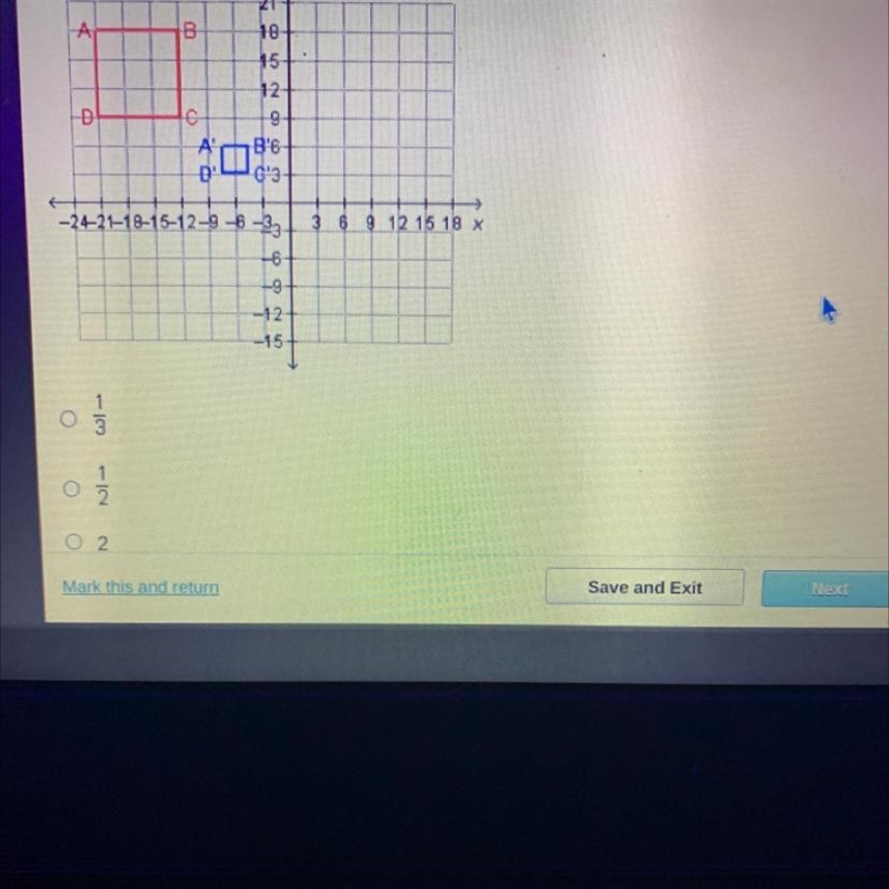 What is the scale factor in the dilation if the coordinates of A' are (-7, 6) and-example-1