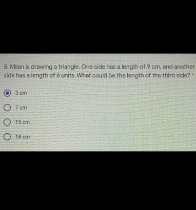 Milan is drawing a triangle. One side has a length of 9 cm, and another side has a-example-1
