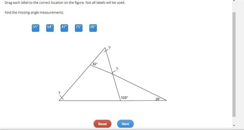 I'm stuck on this part of my pretest, I jut need to know where the correct angles-example-1