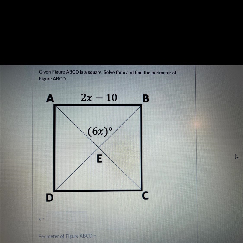 HELP, find x and find the perimeter of figure ABCD-example-1