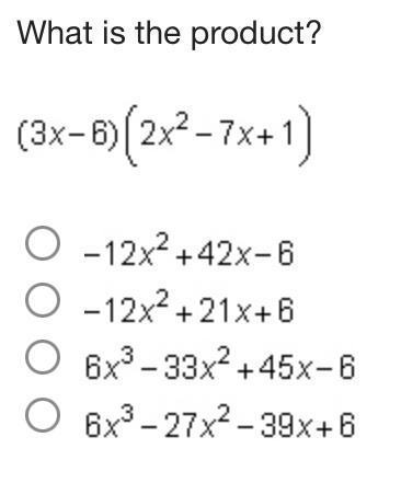 What is the product (3x-6)(2x^2-7x+1)-example-1