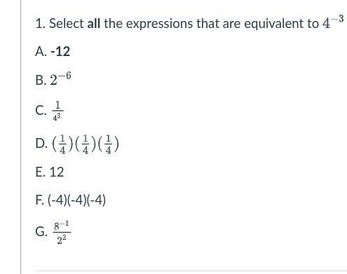 Select all the expressions that are equivalent-example-1