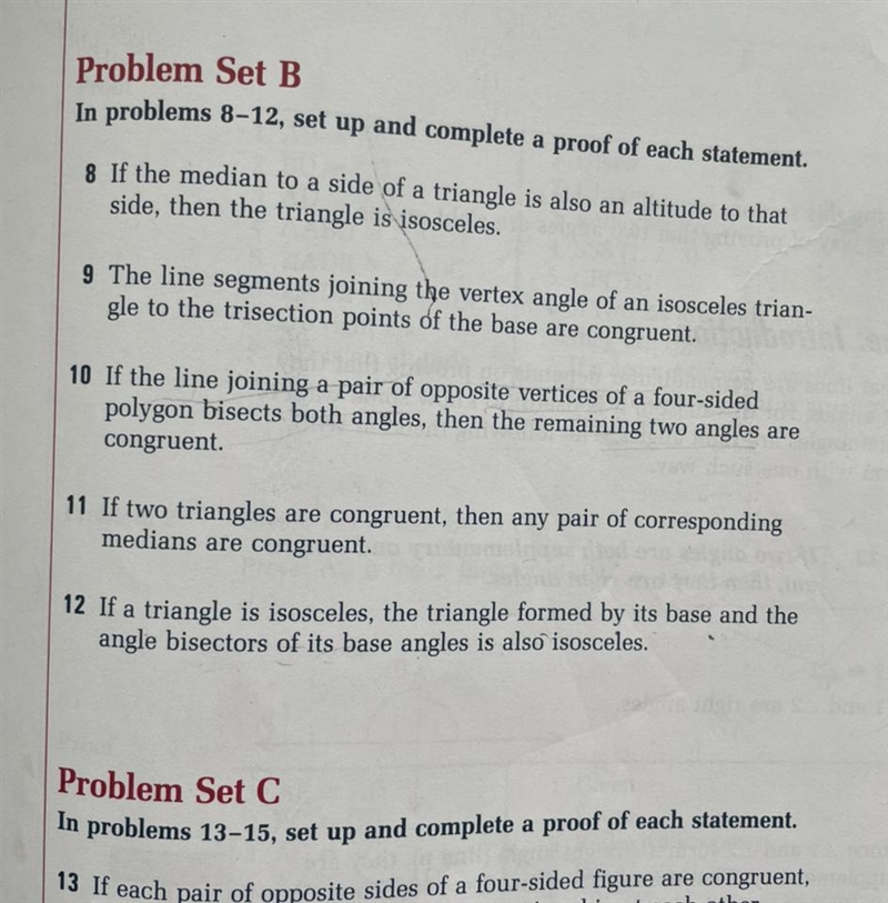 Geometry Question: If the median to a side is a triangle is also an altitude to that-example-1