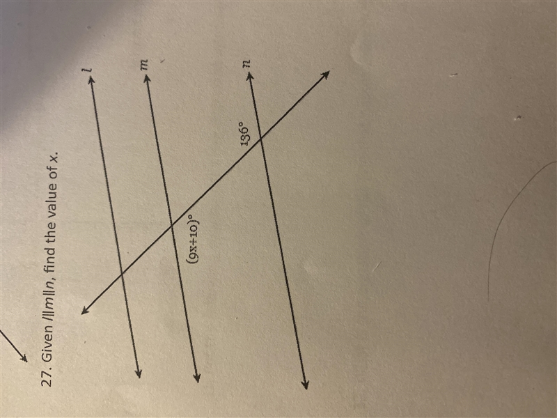 Pls help!!! will 9x+10 be added up with 136 to equal 180? I'm trying to solve for-example-1