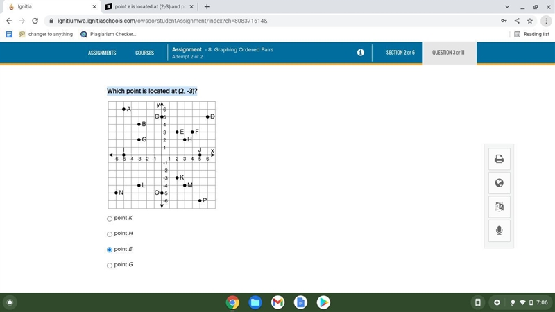 Which point is located at (2, -3)?-example-1