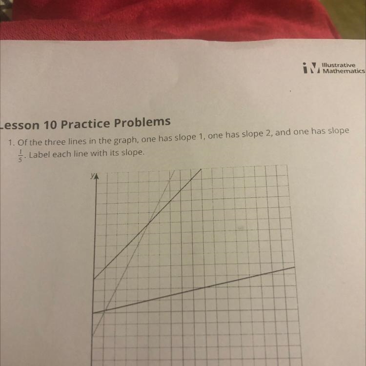 1. Of the three lines in the graph, one has slope 1, one has slope 2, and one has-example-1