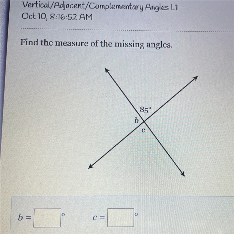 Find the measure of the missing angles.-example-1