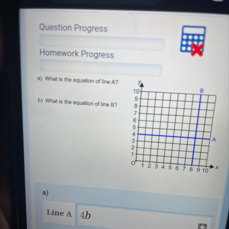 What is the equation of line A? What is the equation of line B?-example-1