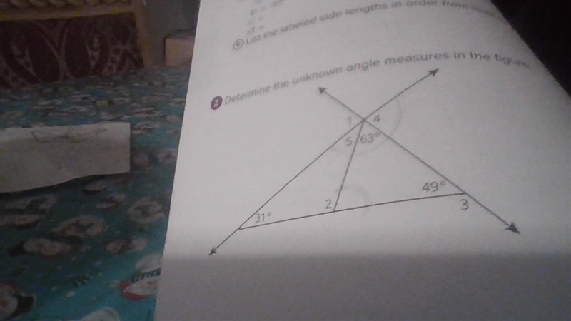 Determine the unknown angle measurements in the figure-example-1