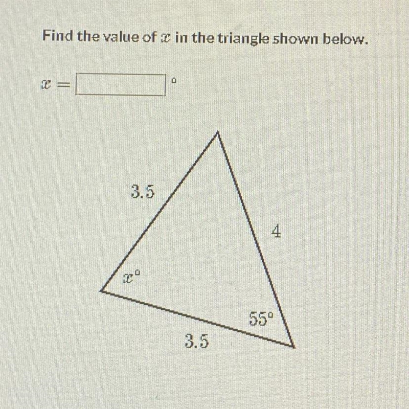 Find the value of the triangle shown below X=-example-1