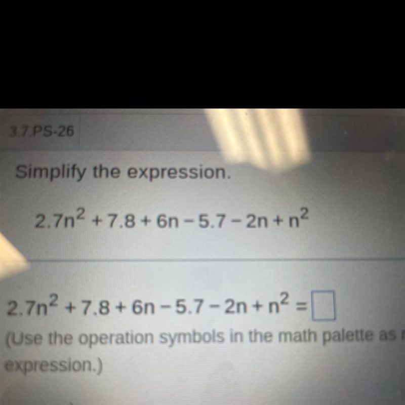 Simplify the expression. 1 5z + +9y+ +6z-6y 20 4 20 1 5z + +9y+ +6z-6y= 20 (Use the-example-1