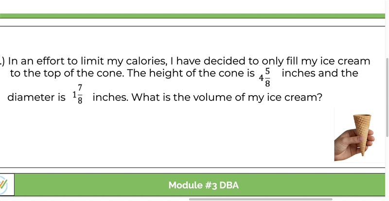 The height put together is 4.625 and the diameter is .9375 so the equation u guys-example-1