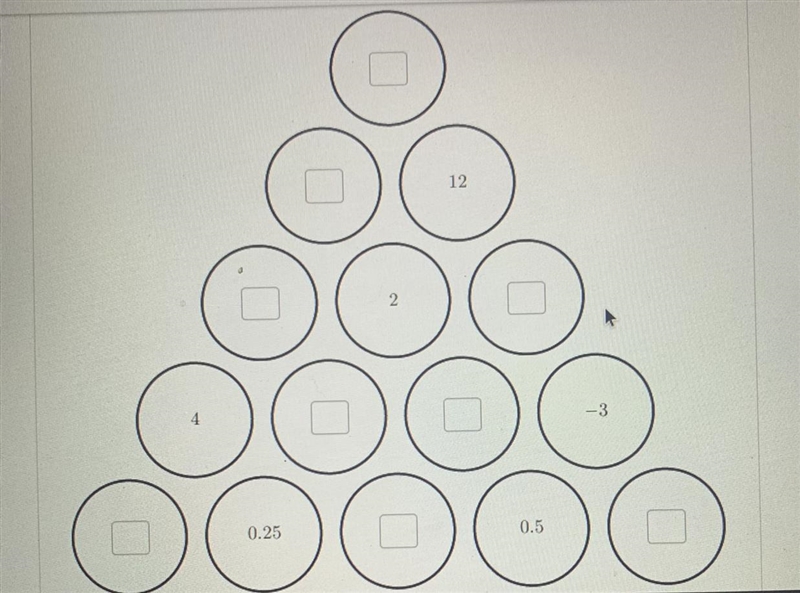 **ANSWER NEEDED QUICKLY** Here is a number pyramid puzzle. Fill in each blank with-example-1