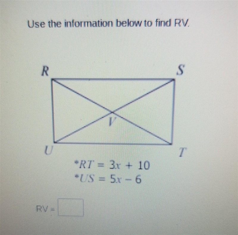 Use the information below to find RV.​-example-1