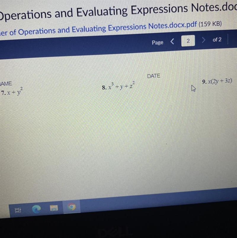 Please help 1. x+y^2 2. x^3+y+z^2 3. x(2y+3z)-example-1