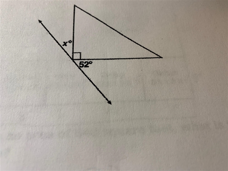 What is the value of x in the following figure?52 degrees142 degrees128 degrees38 degrees-example-1