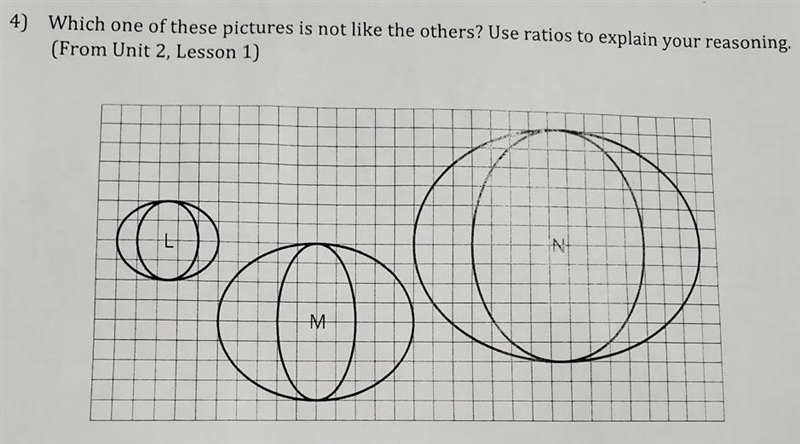 4) Which one of these pictures is not like the others? Use ratios to explain your-example-1