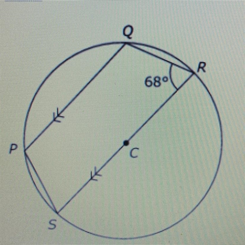 Use the circle below to answer the question. R 680 с S The circle is centered at point-example-1