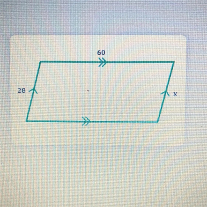 Find the value of X in the parallelogram below.-example-1