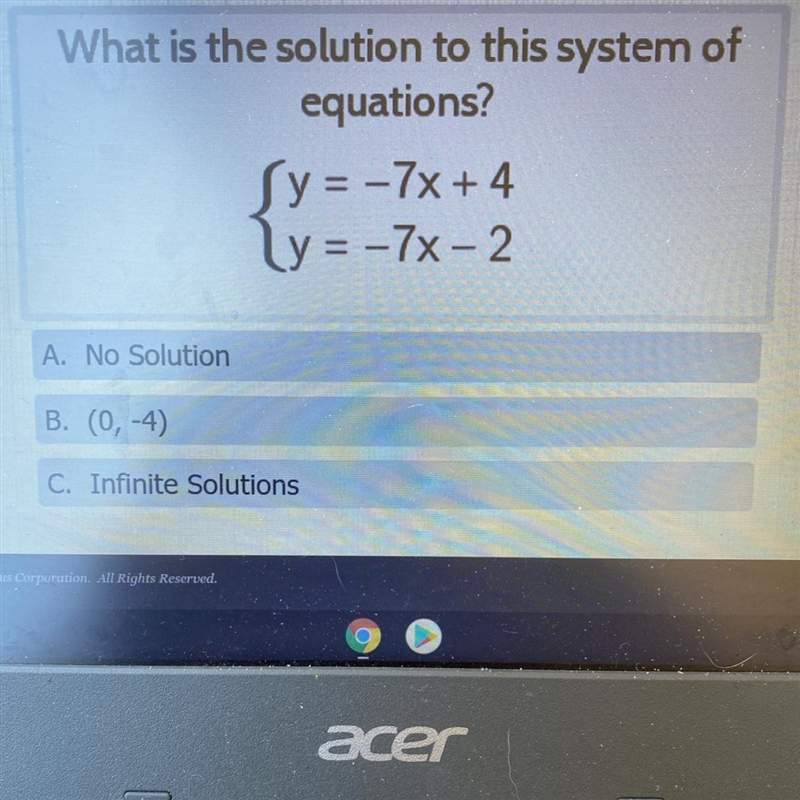 What is the solution to this system ofequations?Sy = -7x + 4y = -7x-2-example-1