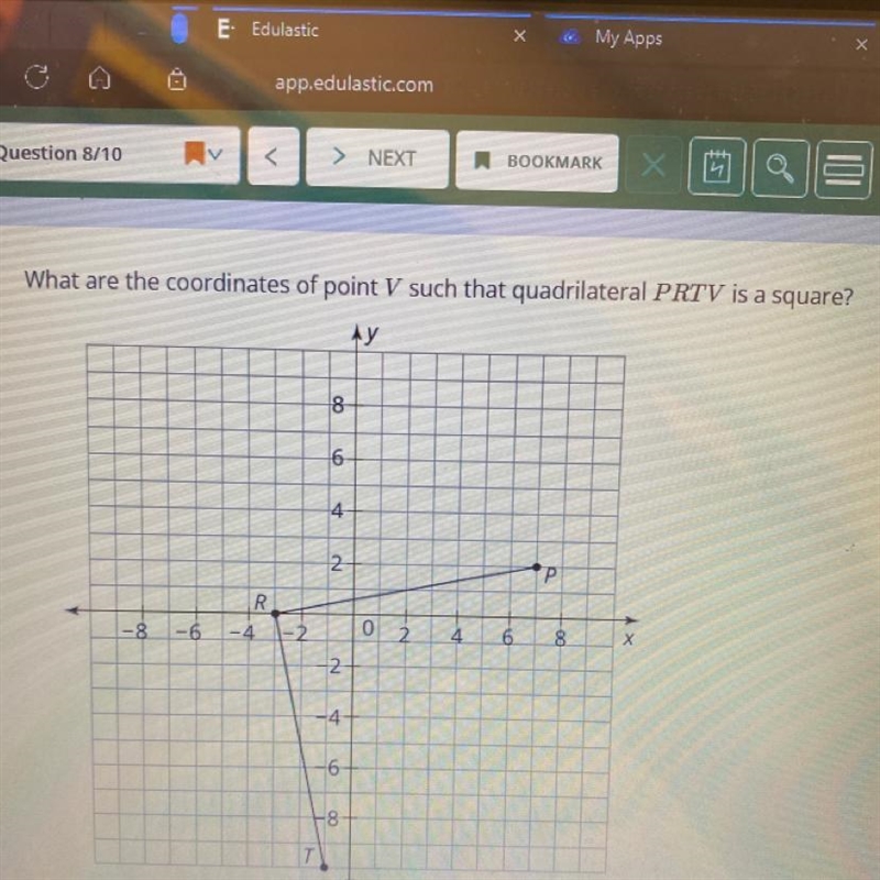 HELP URGENT What are the coordinates of point V such that quadrilateral PRVT is a-example-1