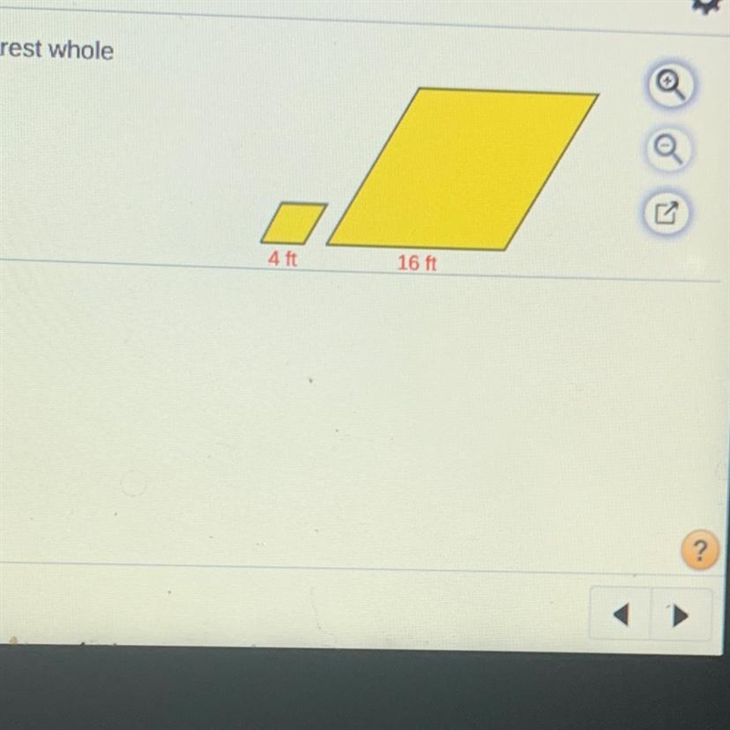 The pair of figures to the right are similar. The area of one figure is given. Find-example-1