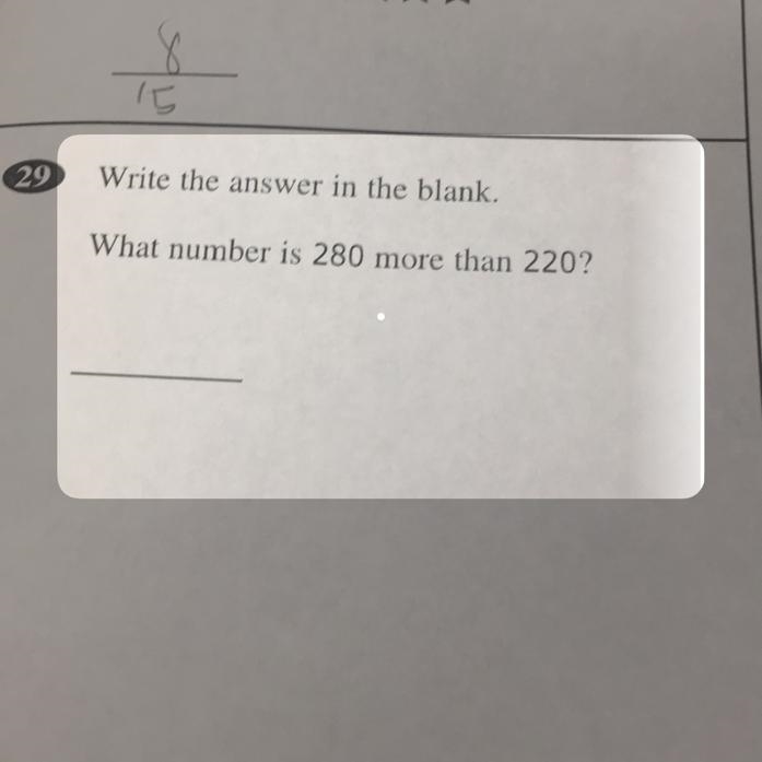 Write the answer in the blank. What number is 280 more than 220?-example-1