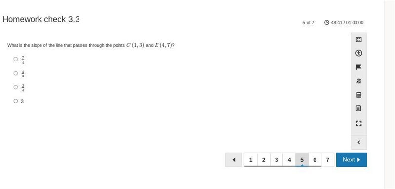 PLEASE help ( What's the slope of a line that passes through points C (1,3) and B-example-1