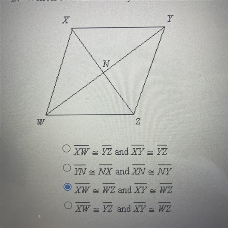 Which statement can you use to conclude that quadrilateral xyzw is a parallelogram-example-1